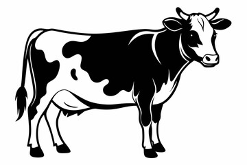 cow silhouette line art vector illustration