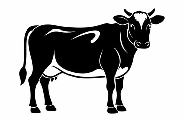 cow silhouette line art vector illustration