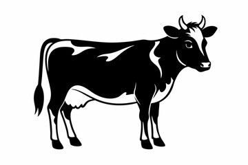 cow silhouette line art vector illustration