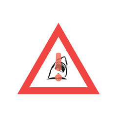 Shark Warning Sign in Red Triangle