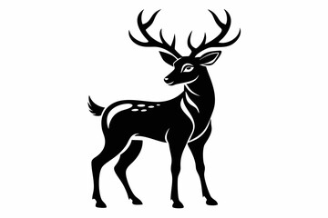 deer silhouette line art vector illustration