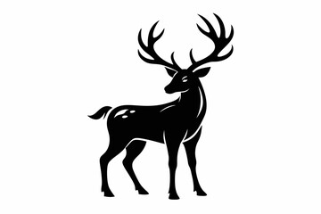 deer silhouette line art vector illustration