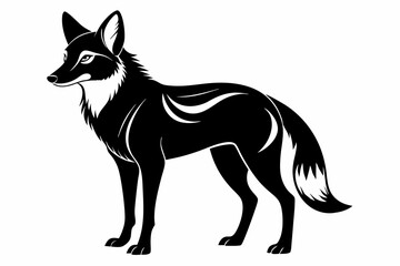dhole silhouette line art vector illustration