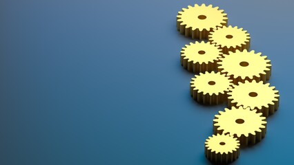 Obraz premium Gears standing in the corner. Teamwork and industry metaphor