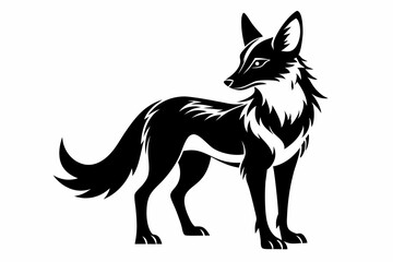 dhole silhouette line art vector illustration