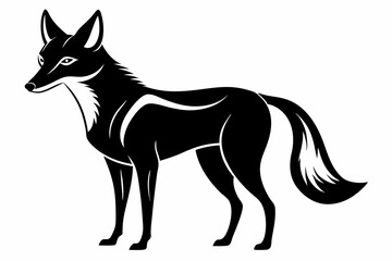 dhole silhouette line art vector illustration