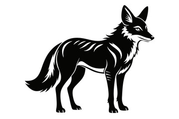 dhole silhouette line art vector illustration