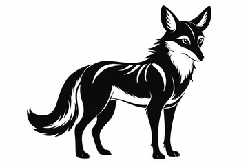 dhole silhouette line art vector illustration