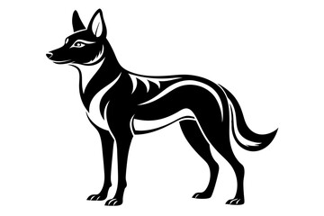 dingo silhouette line art vector illustration