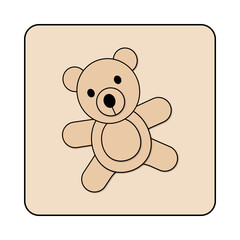 Teddy bear, front view – soft cartoon-style icon in cream tones for signage, education or children’s spaces