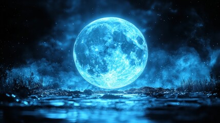 Mystical Blue Moonlit Landscape