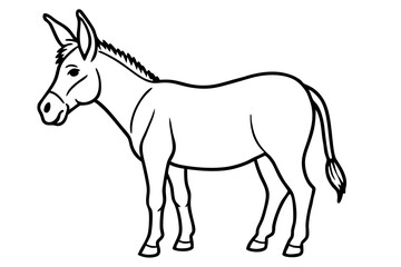 donkey silhouette line art vector illustration