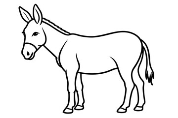 donkey silhouette line art vector illustration