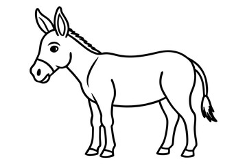 donkey silhouette line art vector illustration