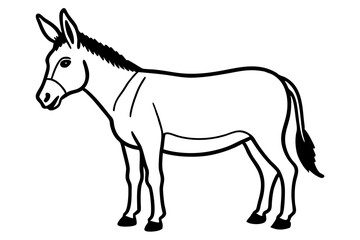 Fototapeta premium donkey silhouette line art vector illustration