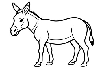 donkey silhouette line art vector illustration