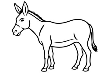 donkey silhouette line art vector illustration
