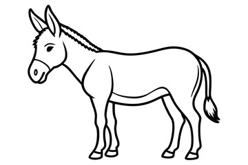 Fototapeta premium donkey silhouette line art vector illustration