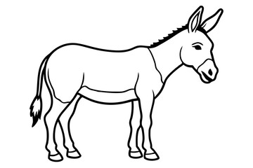 donkey silhouette line art vector illustration