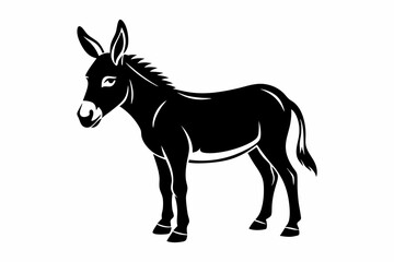 donkey silhouette line art vector illustration