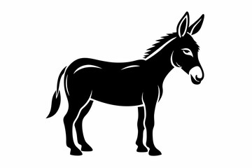 donkey silhouette line art vector illustration