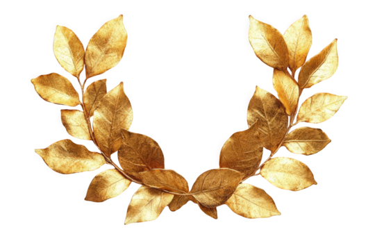Elegant golden leaf wreath on a clean white background, perfect for decor.