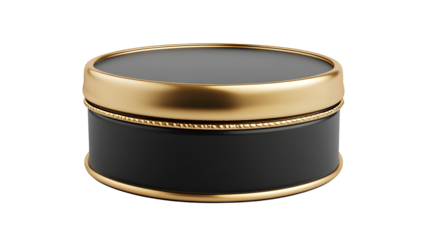 Elegant Gold and Black Cylindrical Container with Lid Perfect for Luxury Packaging or Display