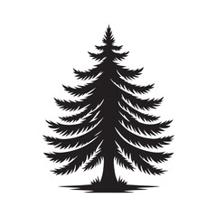 Fir Tree Vector Silhouette, Elegant Evergreen Tree Outline, Nature-Inspired Clipart for Wall Art, Logos, Stickers, Apparel, Digital Prints, Crafts, Posters, and Home Decor.
