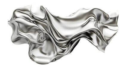Elegant Silver Fabric Draped in Abstract Waves Reflective Texture Modern Design Element for A
