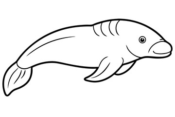 dugong silhouette line art vector illustration