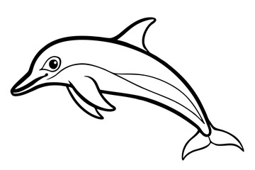 Fototapeta premium dusky dolphin silhouette line art vector illustration