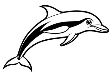 dusky dolphin silhouette line art vector illustration