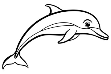 Naklejka premium dusky dolphin silhouette line art vector illustration