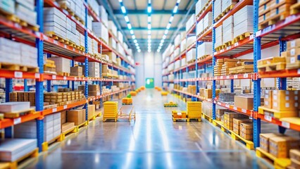 Miniature Warehouse Shelving System with Goods - Tilt-Shift Photography