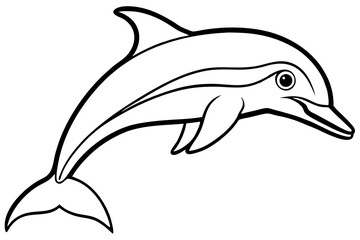 dusky dolphin silhouette line art vector illustration