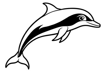 Obraz premium dusky dolphin silhouette line art vector illustration
