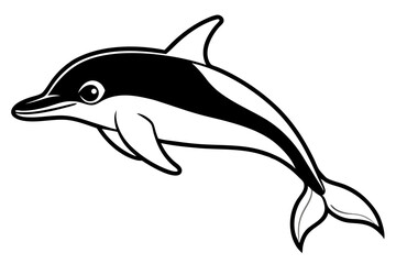 Fototapeta premium dusky dolphin silhouette line art vector illustration