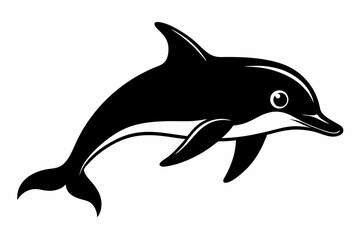 dusky dolphin silhouette line art vector illustration