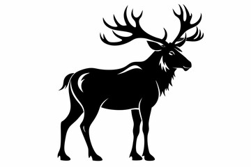 elk silhouette line art vector illustration