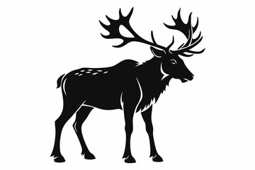 elk silhouette line art vector illustration