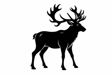 elk silhouette line art vector illustration