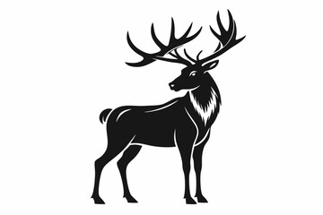 elk silhouette line art vector illustration