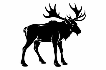 elk silhouette line art vector illustration