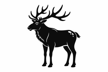 elk silhouette line art vector illustration