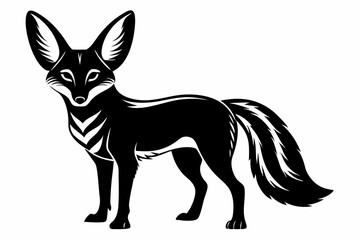fennec fox silhouette line art vector illustration