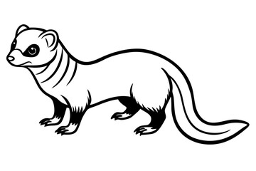 ferret silhouette line art vector illustration