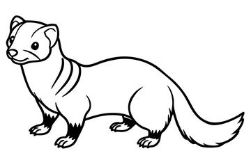 ferret silhouette line art vector illustration