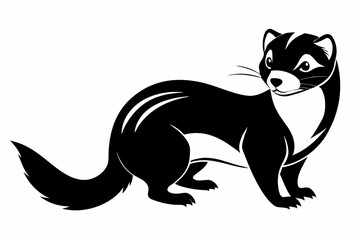 ferret silhouette line art vector illustration