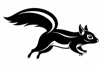 flying squirrel silhouette line art vector illustration