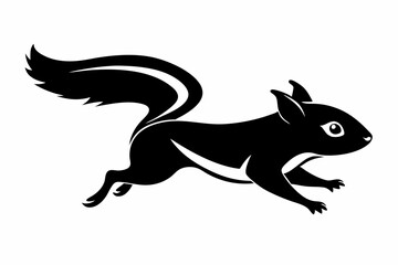 flying squirrel silhouette line art vector illustration